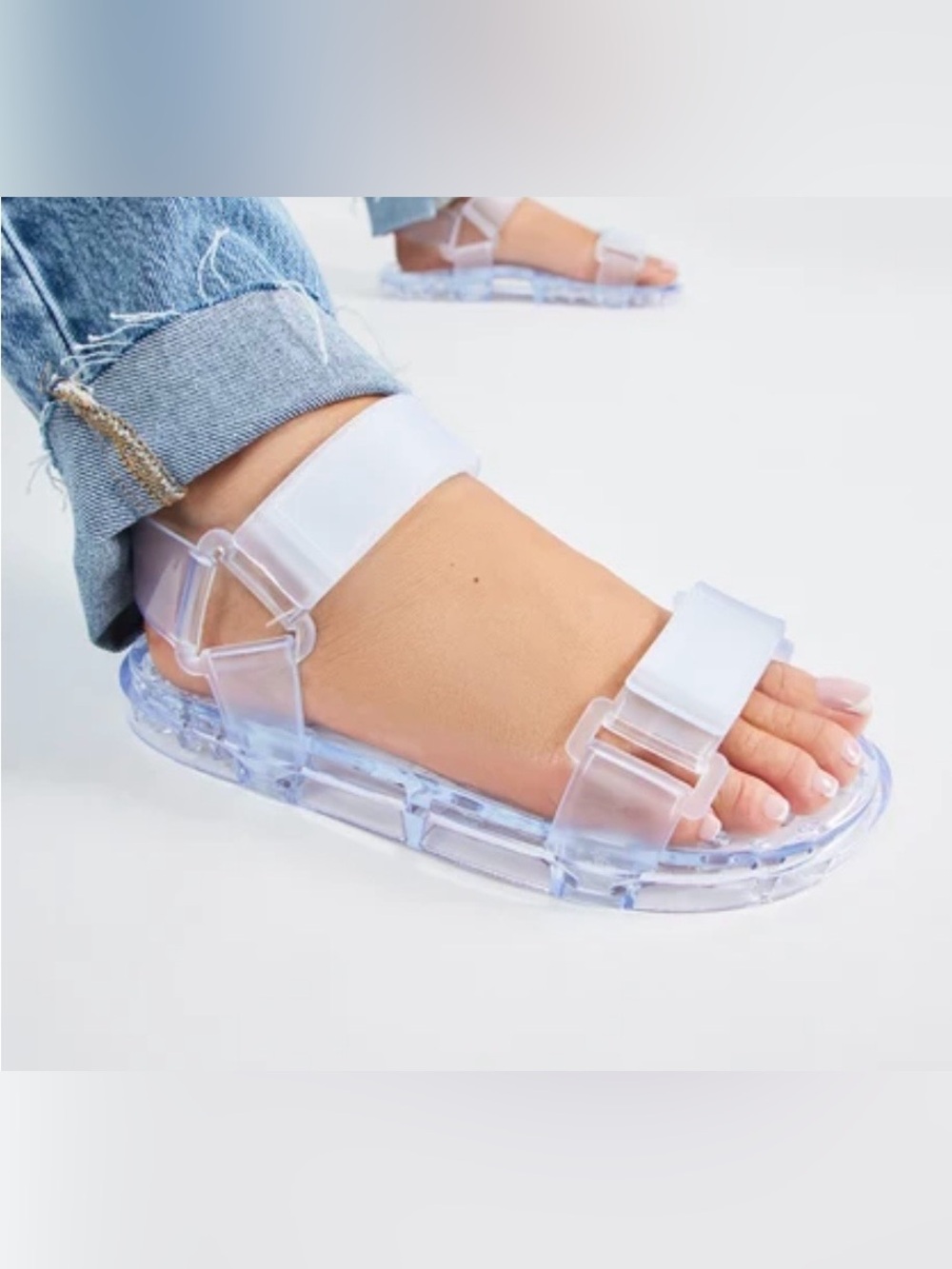 Fashion Nova Clear Jelly Strap Sandals - Transparent